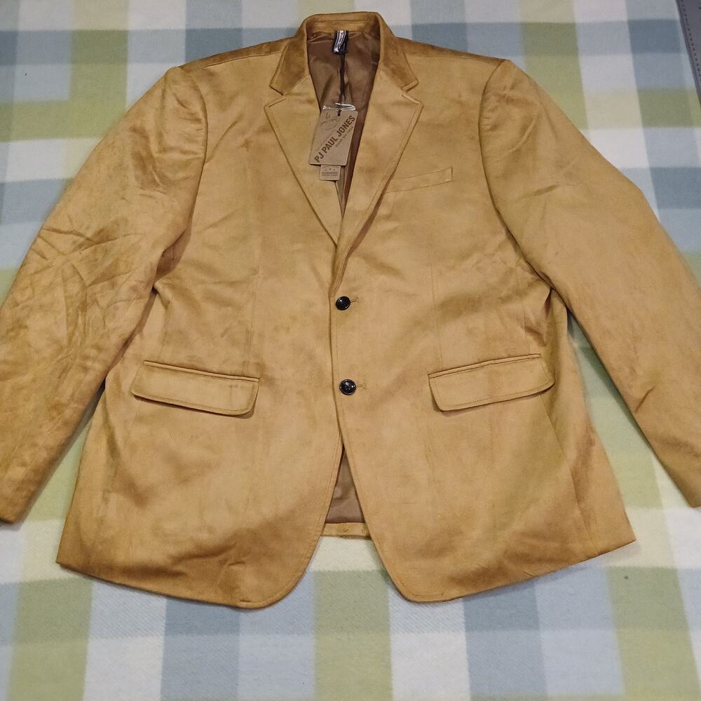 PJ Paul Jones Golden Beige Velvet Blazer Suit Jacket Sports Coat Men’s 2XL